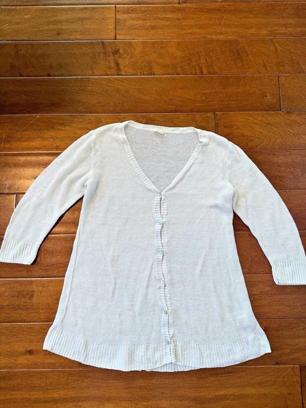 Eileen Fisher 100% linen Knit Button-Front Cardigan Size large